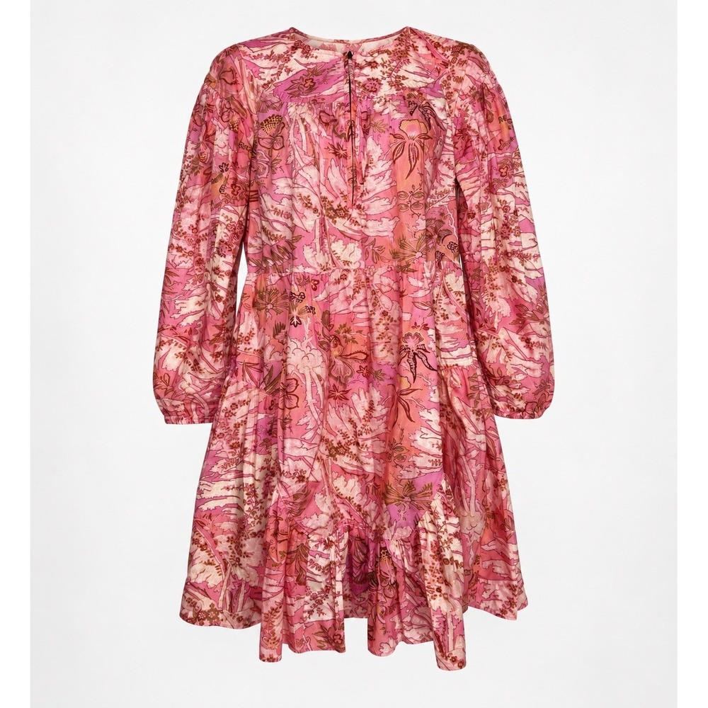 Ulla Johnson Floral Dress Size 4 Pink Cotton Mini Autumn Wedding Guest